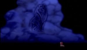 L'esprit de Munfasa dit à Simba d'avoir du courage et de reprendre sa place sur la Terre des Lions