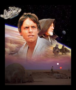 George Lucas a eu recours à deux Opening Images. L'une introduisant l'univers de Star Wars, l'autre consacré à Luke.